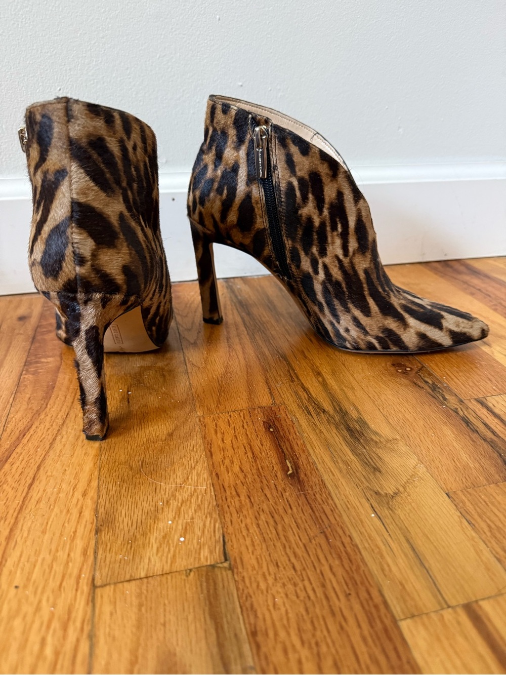 Vince Camuto Leopard Print Pointed-Toe Stiletto Ankle Boots - Brown/Black